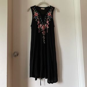 Black Festival Dress with Corset V-Neck Drawstring